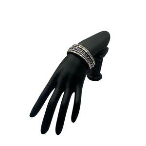 Purple & Silver Beaded Wrap Bracelet With Snap Closure